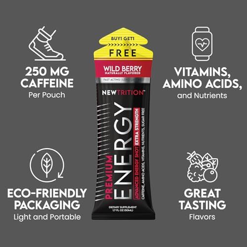 Zero calorie vitamin energy shots with 250mg caffeine for gym performance.