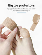Self adhesive toe guards for runners in khaki color roll.