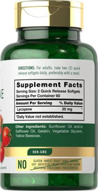 Carlyle Lycopene supplement dietary facts panel showing non-GMO gluten free ingredients