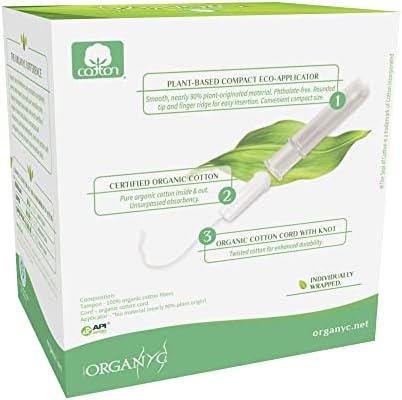 Organic cotton tampons for sensitive skin with eco-friendly packaging.