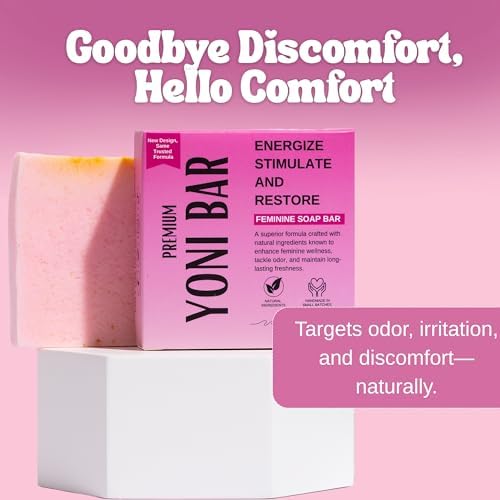 Vegan yoni bar with ylang ylang and peppermint essential oils for odor control.