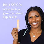 Menstrual disc soaking in Pixie Cup Dust water solution for sterilization.