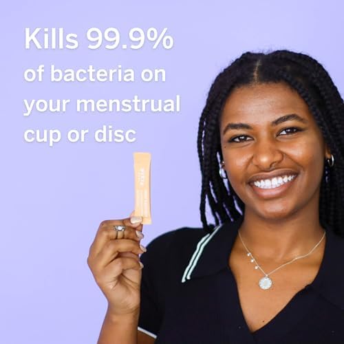 Menstrual disc soaking in Pixie Cup Dust water solution for sterilization.
