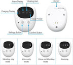 Fency rechargeable bedwetting alarm receiver showing vibration and sound mode buttons.
