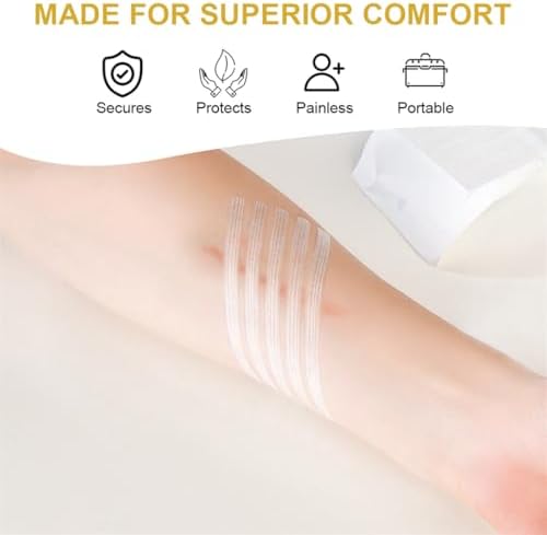 Sutures alternative adhesive strips showing correct spacing and application across a healing skin incision.