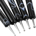 Top view of 5 piece nail art dotting tool set