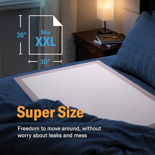 Curera Chucks premium incontinence pads displayed on a mattress to demonstrate bed protection coverage.