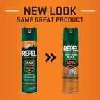 Repel heavy duty aerosol bug spray 3 pack packaging showing long lasting insect defense features.