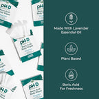 Back of pH-D Feminine Health wipes package listing ingredients and directions.