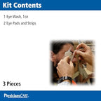 Sterile oval eye pads and adhesive strips for post-irrigation protection