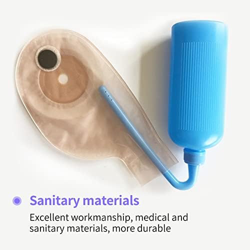 Portable colostomy cleaning solution for travel and home use.