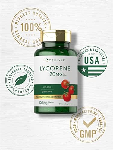 Side profile view of the Carlyle Lycopene packaging highlighting the laboratory tested guarantee