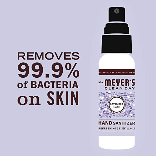 MRS. MEYER'S CLEAN DAY Antibacterial Hand Sanitizer Spray, Travel Size, Removes 99.9% of Bacteria, Lavender, 2 oz - Pack of 4 - Image 6