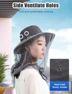 Beige polyester mosquito hat for beekeeping and gardening