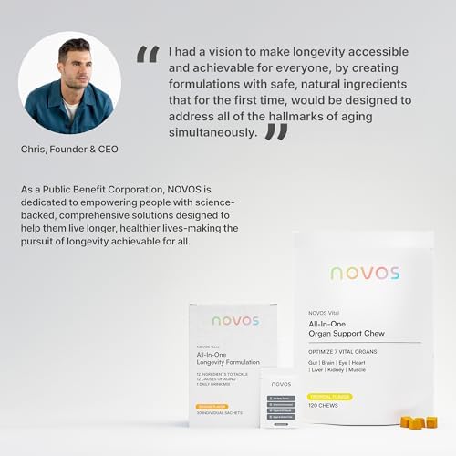 Authentic Novos Vital supplement package highlighting third party tested logo and daily dosage guide