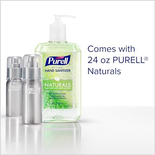 PURELL Advanced Hand Sanitizer Naturals + Refillable Aluminum Bottles, (2) 2 fl oz Travel-Size Bottles (Shipped Empty) and (1) 24 fl oz Refill (Pack of 1) – 3282-12KIT-EC - Image 6