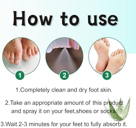 Natural tea tree oil foot spray being applied to the bottom of clean feet