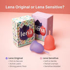 Comparison of Lena Menstrual Cup size large against standard feminine products