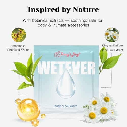 Tracy's Dog pH-balanced wipes being used to clean a silicone intimate device
