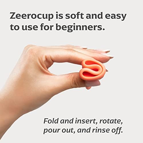 Soft and flexible Zeerocup period cup being folded for easy insertion.