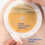 LotFancy ileostomy pouches highlighting the custom cutting guide scale from 25mm to 64mm.