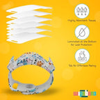 Side angle view highlighting the flexible watch like strap of the Wipeband wearable tissue dispenser.