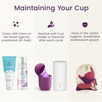 Side view of EcoBlossom menstrual cups highlighting the stem and rim design.