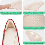 Comparison view of black and beige heel cushion pads for men and women.