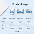 Disposable individually packaged medical dressing squares for painless removal