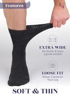Extra wide non-binding top of Hugh Ugoli diabetic socks showing stretch capability.