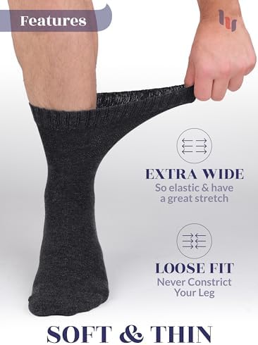 Extra wide non-binding top of Hugh Ugoli diabetic socks showing stretch capability.