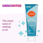 Back label of Lume Acidified Body Wash showing ingredients and usage