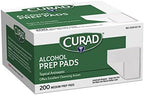 Curad 70 percent isopropyl alcohol wipes for first aid and antiseptic use.