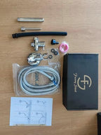 Full contents of the Funny Steel shower enema kit including 79 inch hose.