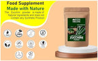 Nutritional facts and 200 gram packaging of organic zucchini vegetable powder.