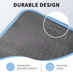 Hiiksolo heavy absorbency reusable sheets protecting a living room couch from liquid spills.