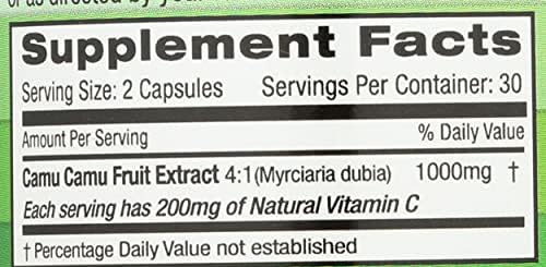 Emerald Labs additive free Camu Camu capsules vegan and gluten free labels