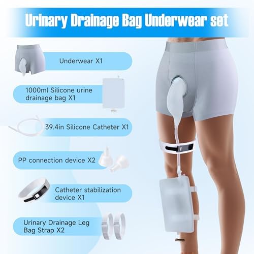 SorealGroup External Catheter for Men with Detachable Silicone Urine Bag (1000mL) | Wearable Urine Collector for Men with Reusable Tube 39.4in, Adjustable Anti-Slip Straps | Home & Daily Use - Image 4