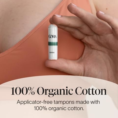 Cora 100 percent organic cotton digital tampons for heavy flow protection