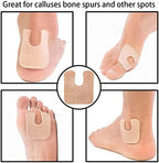 Durable medical grade felt callus cushions with adhesive backing shown in pack.