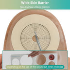 Vlookup drainable pouches highlighting the skin friendly hydrocolloid adhesive wafer backing