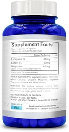 Side profile of Healing Awakening sixty milligram carotenoid veggie capsules bottle