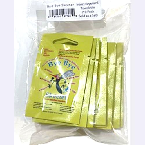 Premium non greasy insect repellent towellette being applied to arms for mosquito safety