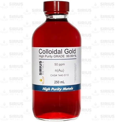 Sirius Metals True Colloidal Gold glass bottle texture and color