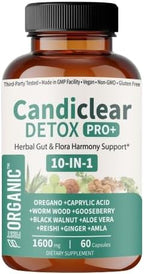Third party tested vegan capsules for internal microbial balance and gut cleanse