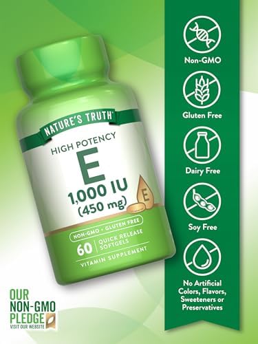 USA imported non GMO and gluten free vitamin E softgels for clear skin