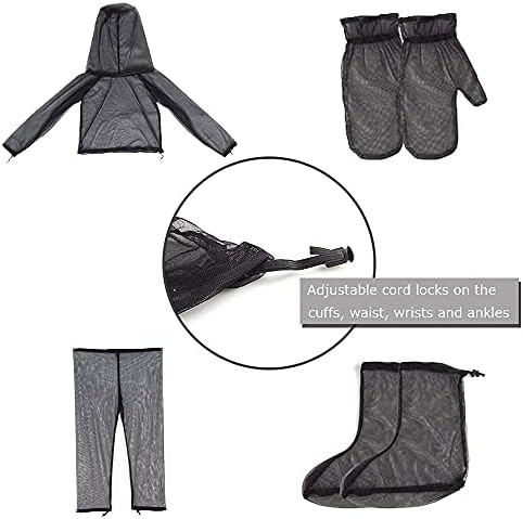 Woman wearing outdoor bug repellent mesh clothing while gardening