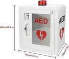 White steel AED alarm box with clear acrylic window