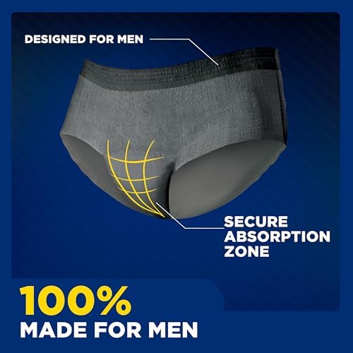 TENA imported USA adult incontinence apparel for men back view with size indicators