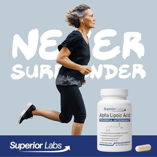 Superior Labs Alpha Lipoic Acid packaging highlighting gluten-free and additive-free